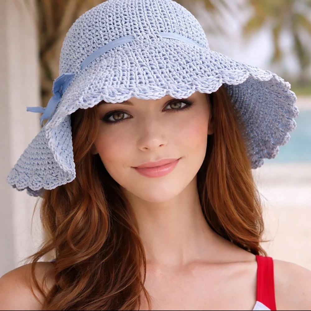 Vintage Blue Floppy Hat - Picture 2 of 9